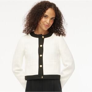 NWT J. Crew Tweed Lady Jacket Blazer White Black Gold Buttons Size 10